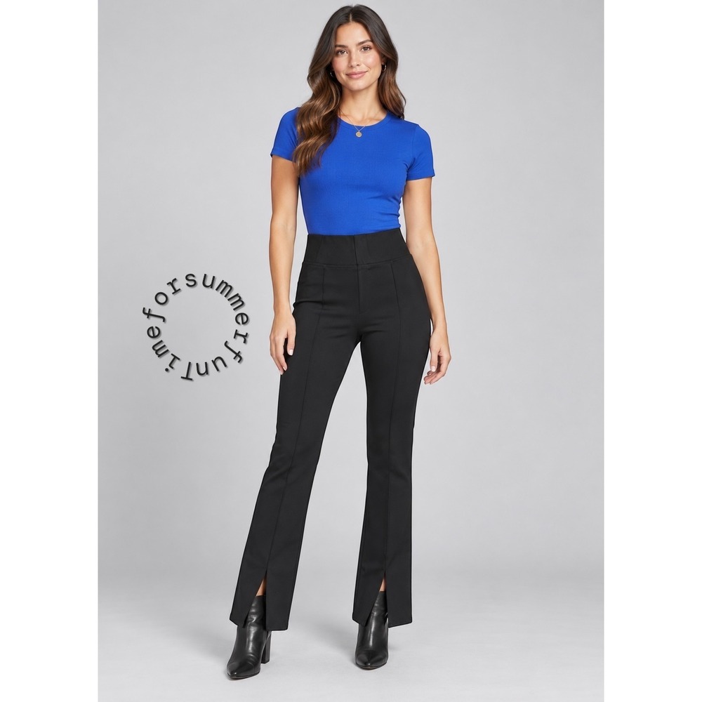 Abercrombie & Fitch Womens Black Pintuck Flare Split Hem Ponte Pants Small S